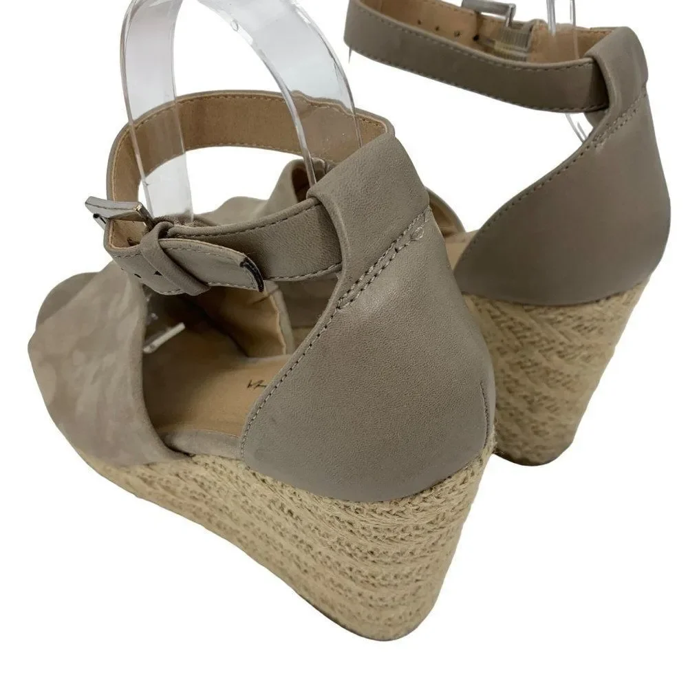 Big Buddha Womens Gray Suede Espadrille Platform Wedge Sandals Size 9 2306 shoes